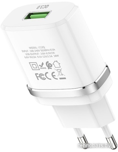 Сетевое зарядное Hoco C12Q Smart (белый) фото 4