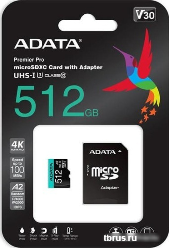 Карта памяти A-Data Premier Pro AUSDX512GUI3V30SA2-RA1 microSDXC 512GB (с адаптером) фото 6