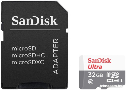 Карта памяти SanDisk Ultra microSDHC SDSQUNR-032G-GN3MA 32GB (с адаптером) фото 3