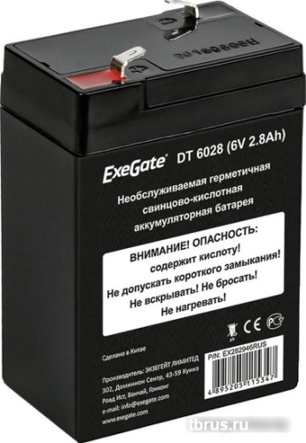 Аккумулятор для ИБП ExeGate DT 6028 (6В, 2.8 А·ч) фото 3