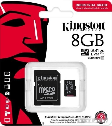 Карта памяти Kingston Industrial microSDHC SDCIT2/8GB 8GB (с адаптером) фото 5