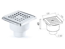 Сливной трап вертикальный D 50 с сухим затвором, с рамкой, решетка нерж. 100х100 мм, NOVA (5067)