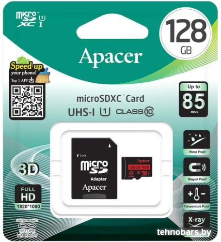 Карта памяти Apacer microSDXC AP128GMCSX10U5-R 128GB (с адаптером) фото 5
