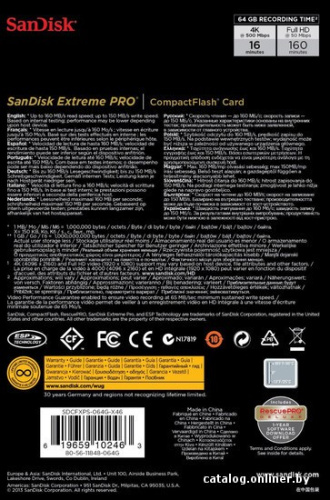 Карта памяти SanDisk Extreme Pro CompactFlash 64GB (SDCFXPS-064G-X46) фото 6