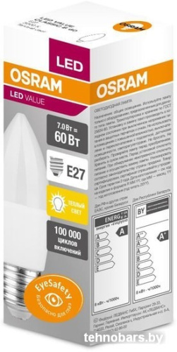 Светодиодная лампа Osram LED Value B38 E27 7 Вт 3000 К фото 4