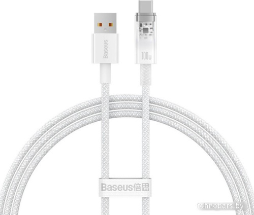 Кабель Baseus Explorer Series Fast Charging Cable with Smart Temperature Control 100W USB Type-A - USB Type-C (2 м, белый) фото 3