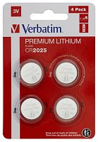 Элементы питания Verbatim CR2025 литиевая блистер 4 шт. 49532