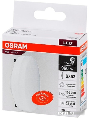 Светодиодная лампа Osram LV GX53100 12 SW/840 230V GX53 10X1 RU фото 4