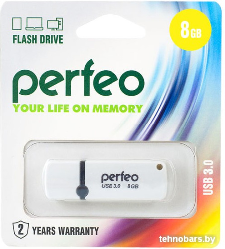 USB Flash Perfeo C08 8GB (белый) [PF-C08W008] фото 5