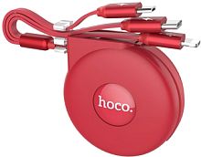 Кабель Hoco U50 USB Type-A - Lightning+Micro+Type-C (1.2 м, красный)