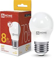 Светодиодная лампочка In Home LED-Шар-VC 8Вт 230В Е27 3000К 760Лм 4690612020563
