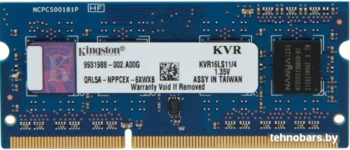Оперативная память Kingston ValueRAM 4GB DDR3 SO-DIMM PC3-12800 (KVR16LS11/4) фото 3