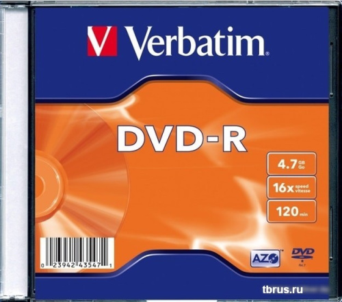 DVD-R диск Verbatim 4.7Gb 16x Verbatim Matt Silver SlimCase 043547 фото 3