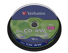 CD-RW диск Verbatim 700Mb 12х Verbatim DLP Silver 10 шт. CakeBox 043480, SERL
