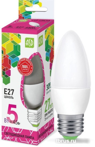 Светодиодная лампочка ASD LED-Свеча-standard E27 5 Вт 6500 К 4690612034096 фото 3