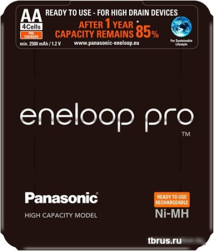 Аккумуляторы Panasonic Eneloop Pro AA 2500mAh 4 шт. BK-3HCDE/4LE фото 4