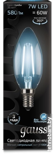 Светодиодная лампа Gauss LED Filament Candle E14 7 Вт 4100 К 103801207 фото 4