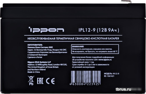 Аккумулятор для ИБП IPPON IPL12-9 (12В/9 А·ч) фото 4