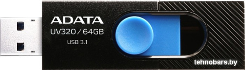 USB Flash A-Data UV320 64GB (черный/голубой) фото 3