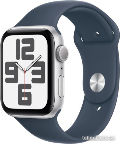 Умные часы Apple Watch SE 2 44 мм (алюминиевый корпус, серебристый/грозовой синий, спортивный силиконовый ремешок M/L) фото 3