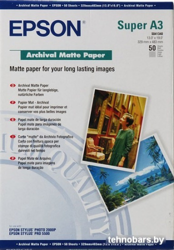Фотобумага Epson Archival Matte Paper A3+ 50 листов (C13S041340) фото 3