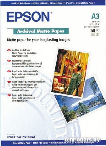 Фотобумага Epson Archival Matte Paper A3 192г/м2 50л (C13S041344) фото 3