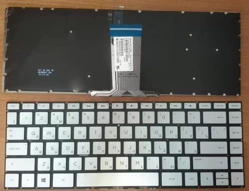 Клавиатура для ноутбука HP Pavilion 14-bs, 14-br, 14-bf, 14-bk серебряная, с подсветкой