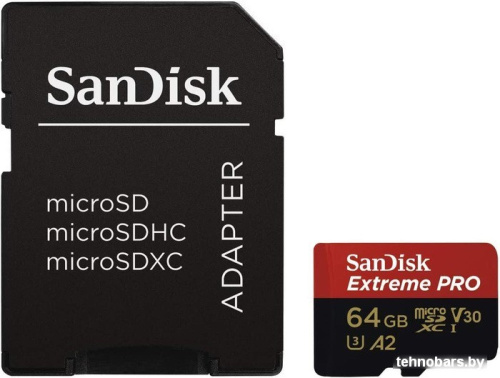 Карта памяти SanDisk Extreme PRO microSDXC SDSQXCU-064G-GN6MA 64GB (с адаптером) фото 3