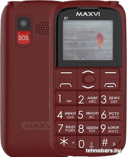 Кнопочный телефон Maxvi B7 (винный красный) фото 3