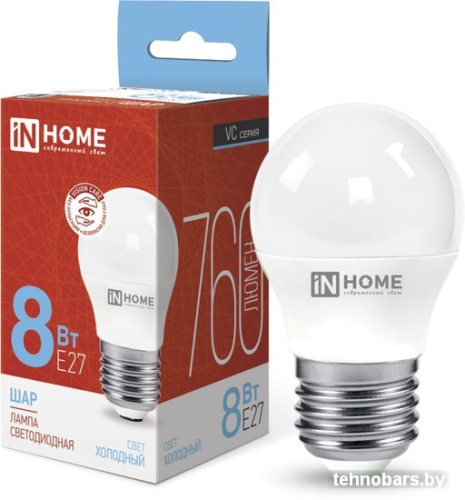 Светодиодная лампочка In Home LED-Шар-VC 8Вт 230В Е27 6500К 760Лм 4690612024905 фото 3