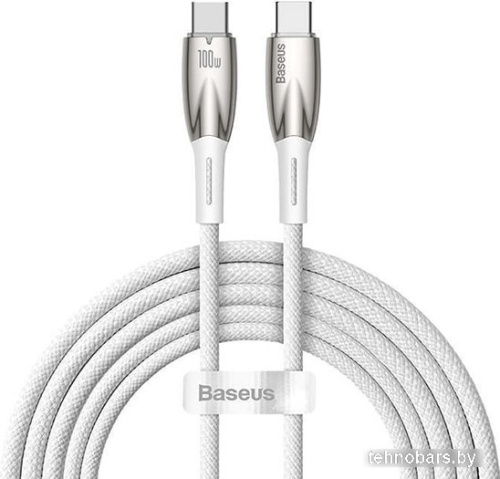 Кабель Baseus Glimmer Series Fast Charging Data Cable USB Type-C - Type-C 100W CADH000802 (2 м, белый) фото 3