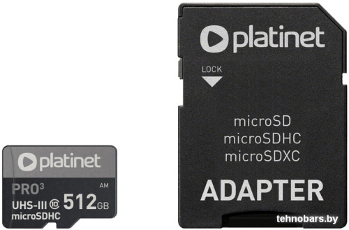 Карта памяти Platinet Pro 3 microSDXC PMMSDX512UIII 512GB + адаптер фото 3