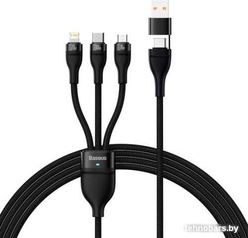 Кабель Baseus CASS030101 USB-C/A - USB-C, microUSB, Lightning (1.2 м, черный) фото 3
