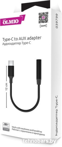 Адаптер Olmio 039799 USB Type C - 3.5 мм (0.12 м, черный) фото 4