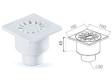 Сливной трап вертикальный D 50 решетка пласт. 100х100 мм, NOVA (5060)