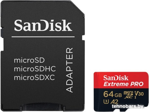 Карта памяти SanDisk Extreme PRO SDSQXCY-064G-GN6MA microSDXC 64GB (с адаптером) фото 3