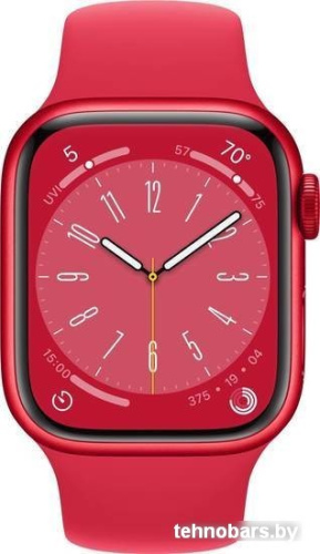 Умные часы Apple Watch Series 8 41 мм (алюминиевый корпус, красный/красный, спортивный силиконовый ремешок) фото 4