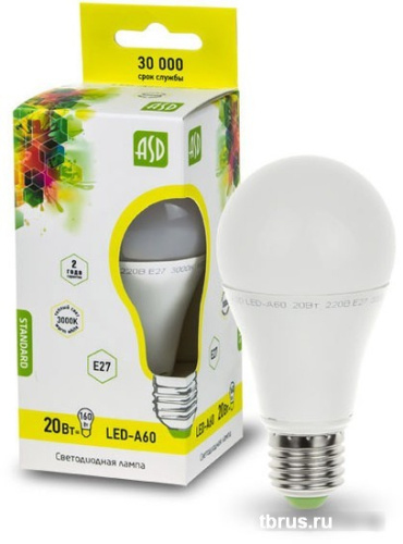Светодиодная лампа ASD LED-A60-standard E27 20 Вт 3000 К [4690612004198] фото 4