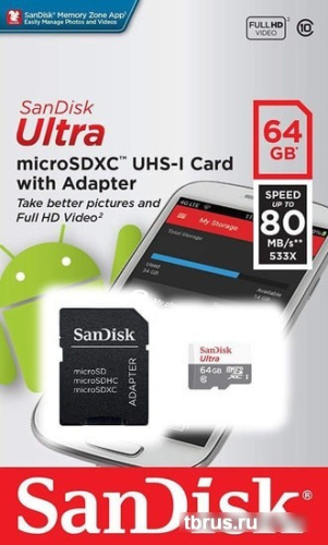 Карта памяти SanDisk Ultra SDSQUNR-064G-GN3MA microSDXC 64GB (с адаптером) фото 6