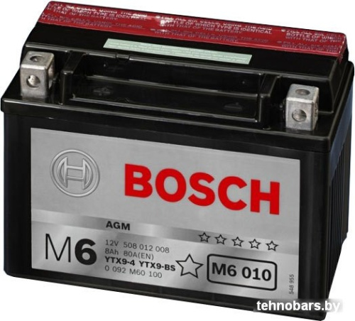 Мотоциклетный аккумулятор Bosch M6 YT9B-4/YT9B-BS 509 902 008 (8 А·ч) фото 3