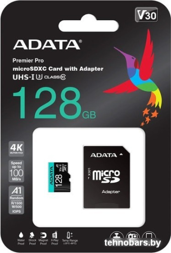 Карта памяти A-Data Premier Pro AUSDX128GUI3V30SA2-RA1 microSDXC 128GB (с адаптером) фото 5