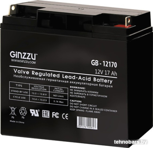 Аккумулятор для ИБП Ginzzu GB-12170 (12В/17 А·ч) фото 3