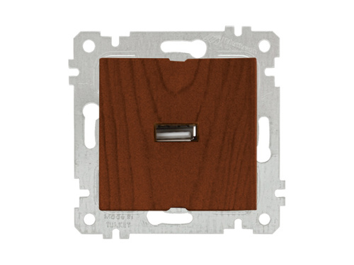 Розетка 1-ая USB (скрытая, без рамки) орех, RITA, MUTLUSAN (USB charge, 5V-2.1A) (2200 448 0157)