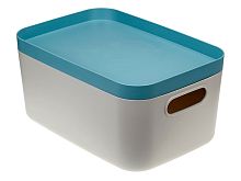 Ящик для хранения с крышкой ИНФИНИТИ 29,5х20х14,5 см (серо-голубой) (IDEA) (М2346)