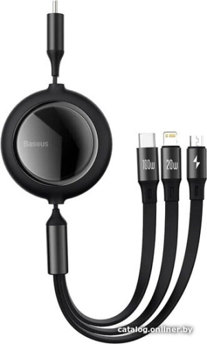 Кабель Baseus Bright Mirror One-For-Three Retractable Data Cable USB-C - M+L+C 100W CAMJ010201 фото 3