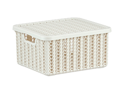 Ящик для хранения с крышкой ВЯЗАНИЕ 85х148х170мм (белый) (IDEA) (М2368)