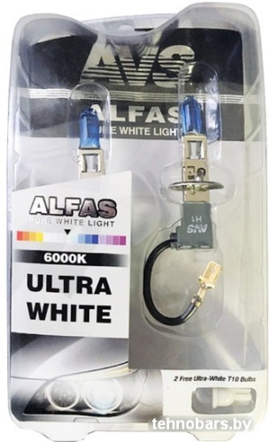 Лампа накаливания AVS Alfas Ультра-белый 6000К H1+T10 2+2шт фото 3