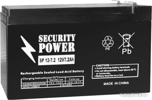 Аккумулятор для ИБП Security Power SP 12-7.2 F2 (12В/7.2 А·ч) фото 3