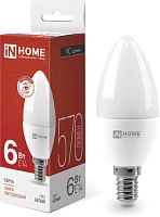 Светодиодная лампочка In Home LED-Свеча-VC 6Вт 230В Е14 4000К 570Лм 4690612020396