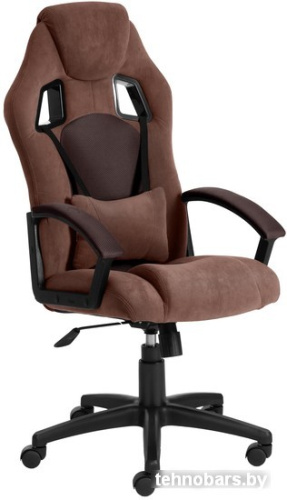 Кресло TetChair Driver (флок/ткань, коричневый) фото 3